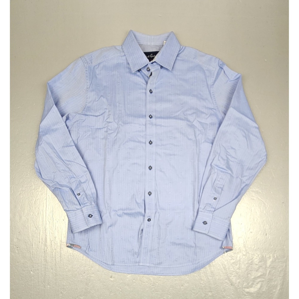 Robert Graham Button Down Shirt Mens Lrg Modern Americana Tailored Fit Flip Cuff